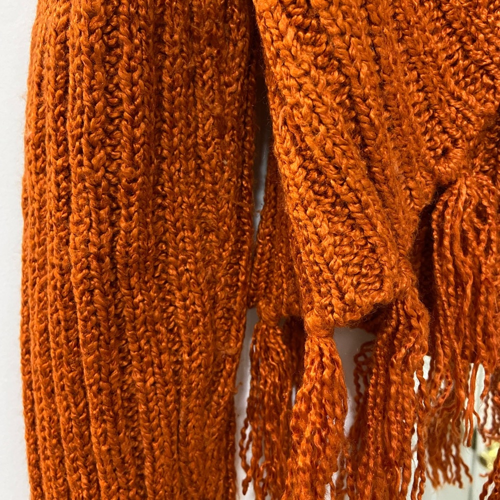 Women's Orange Fringe Sweater - Picture 5 of 7